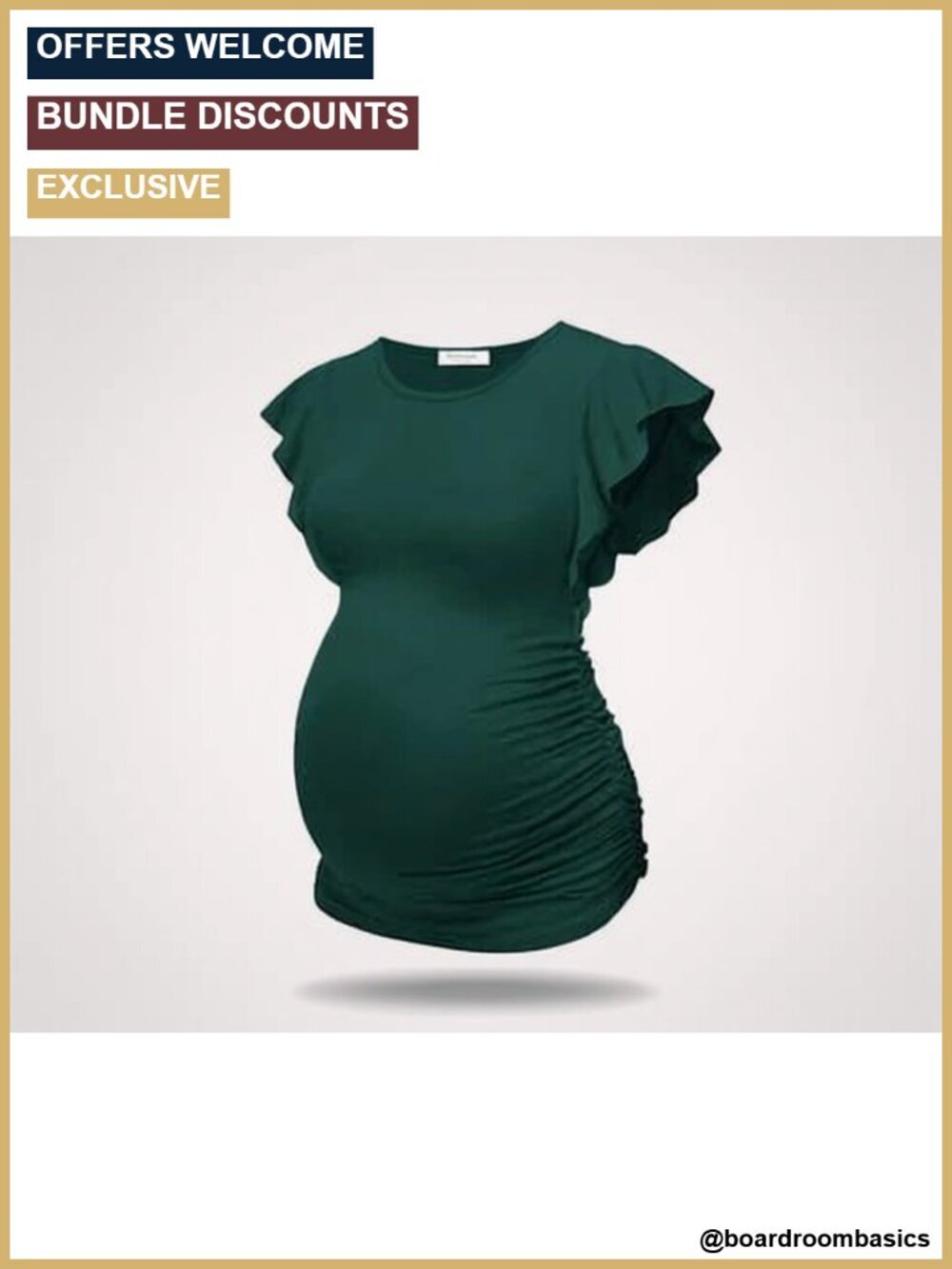 Maternity T-Shirts 3 Pack Crew Neck Short Sleeve Side Ruched Tunic Blouse